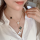 Fat Donglai same style 18K gold four-leaf clover necklace for women 18K rose gold pendant six-flower long sweater red tiger eye stone six-flower rose gold