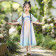 Aibaoshi children's Hanfu girls summer costume short-sleeved dress girls children's day gift Chinese style performance suit S689 Qingshan Dai 120 cm [suggested height 116-125 cm]