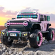 La voiture électrique pour enfants Jazz Cool Wrangler peut conduire des adultes de 1 à 3 à 6 ans, voiture jouet télécommandée pour bébé, poussette à quatre roues motrices avec poudre 12A Chaowei + siège en cuir, roues souples lumineuses