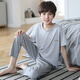 MANNIDO MEN MEN'S BIG KINDER KINDER FRING UND AUTUMN PURE COUTWOME Kurzärärmische Hosen Pyjamas Set Dünn Cartoon Teenager Hauskleidung kann außerhalb N9902 getragen werden