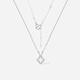 Saturday Fortune PT950 platinum necklace for women, shiny four-leaf clover pendant O-shaped chain for girlfriend 40+5cm-2.41g