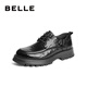 Belle pleated business shoes for men's new genuine leather thick-soled formal lace-up leather shoes A1422AM4 pre-sale Black-Single 41 (255mm)