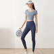 Hui'ang sports suit women's yoga suit running fitness suit quick-drying chest pad T-shirt splicing short-sleeved trousers blue L