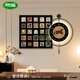 2025 new restaurant high-end decorative paintings light luxury and atmospheric medieval style Bailian LED light with clock wall K12806+PB57 70*70cm painting + 60*60cm wall clock with pendulum f