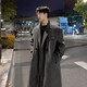 Dingfengbaoluo Woolen Coat Jacket Men's Spring Mid-Length Korean Style Premium Loose Over-the-Knee Woolen Windbreaker HT88 Black 2XL