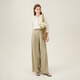 
Fan Silanen round neck lazy shirt summer wear seven-quarter sleeve texture contrast cotton linen shirt 24FS12211 beige S