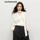 Red sleeves sweet and gentle chiffon shirt spring 2025 new women's puff sleeves bow ribbon V-neck commuting top off-white 004 S