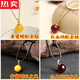 SNQP high-end quality Obero beeswax ball bead clavicle chain pendant, old honey chicken oil yellow amber necklace, red blood amber, yellow beeswax (16mm) with gold chain