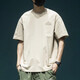 Baumwoll kurzärmeligte T-Shirt für Männer, die große halbe Ärmeln T-Shirt American High Street gedrucktes Kurzärärt-T-Shirt für Männer T1506 Dunkelgrün M.