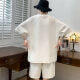 
Cotton high-end casual sports suit men's summer thin loose short-sleeved T-shirt men's shorts handsome suit 653 white L size (110-130Jin[Jin equals 0.5 kg])