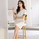 Langsha Nightgown (Langsha) Champe de nuit pour les femmes en été mince de glace mince en soie cool à manches courtes pour femmes dans les mères imitées de nouveaux vêtements de maison haut de gamme 9926 m [150-160 cm / 90-110jin [Jin est égal à 0,5 kg]]]