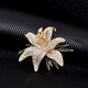 QUAMER Gold Store Peony Flower Brooch Women's High-end Luxury Chinese Pressed Cheongsam Collar Pin Large Clothes Accessories 20 Golden Green Leaf Lily 06498