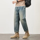 Jeanswest Jeans retro Marca de moda estadounidense para hombres Pantalones largos casuales de nueve puntos lavados sueltos y rectos para niños 87 Retro azul 38 (recomendado 175-185 Jin Jin equivale a 0,5 kg)