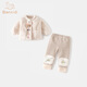 Banxidi Girls Autumn and Winter Suit 2025 New Style Children's Padded Jacket Winter Baby Plush Leggings Two-piece Set Beige 90 cm