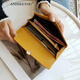 ANDSEEYOU brand long wallet women's new yellow cowhide fortune wallet fashion four-leaf clover soft cowhide clutch Chinese Valentine's Day yellow as shown in the picture