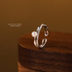 Su Shiliu 925 silver imitation pearl ring for women, high-end, light luxury, ins style shell bead open ring, best friend's birthday gift for girls, double layer pearl ring, open style