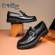 Goldlion Men's Shoes Loafers Fashion Personalized Leather Shoes Comfortable Set-Toe Business Casual Shoes G550330512AAA Black 40