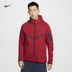 耐克（NIKE）官方男子连帽衫秋季卫衣针织休闲叠搭舒适拉链口袋HV0950 687健身红/黑 L
