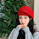 Taoyiyou (taoyiyou) Korean style large head hat for women in autumn and winter, warm and fashionable, versatile wool beret, Korean style face-showing little painter hat E-529 red wool beret, one size fits all