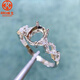 18K gold ring holder S925 silver electroplated female oval 4*6.5 5*7mm live mouth holder