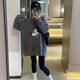 Yimuqi Buy Duoxi Dongguan Dalang Sweater Mid-length Loose and lazy style pullover for women 2024 Winter New Korean Style Pullover Grey Donald Duck y9855 One Size m
