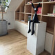 
Sitting long-eared rabbit ornaments Cute good rabbit ornaments Internet celebrity cartoon long-eared sitting rabbit sculpture living room electric black 28cm 9928cm