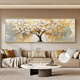 Shunji Xiangli Fortune Tree sofa background wall hanging painting light luxury high-end living room decoration painting 2025 new banner abstract mural E1118 150*50 (suitable for sofa about 1.6-2 meters) textured canvas ps black frame