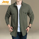 JEEP SPIRIT户外男装长袖衬衫春秋休闲时尚速干宽松大码男工装衬衣潮秋装上衣 1276黑色 M 体重125斤以下