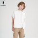 POLOWALK children's clothing 2024 new summer shirt boys' short-sleeved top shirt comfortable and fashionable white 110 cm