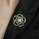QUAMER2024 Camellia Small Fragrance Brooch French Full Diamond Zirconia Creative Hollow Corsage West Gold