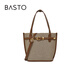 百思图春夏新款商场同款时尚大容量托特包单肩斜挎包女X3523CX4 灰/深棕 均码