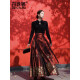 Danzhuna Horse Falda Falda completa Otoño Nuevo vestido chino Diario para el trabajo Versión modificada Versión Long Skirt Traje para mujeres 2679 Black Top + Red Horse Falda M