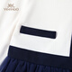 YEEHOO girls' dress children's princess dress medium to large children's clothing splicing mesh lady fashion spring clothing navy 165
