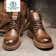 Woodpecker Spring and Summer Nouveaux chaussures de travail Mid-Top Boots Chaussures masculines Chaussures en cuir décontractées imperméables Chaussures de travail pour hommes 999 Brown Single [Picture principale] 39