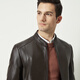 
Shanshan [top sheepskin] leather jacket for men four seasons business casual top lapel clever genuine leather jacket for men brown (stand-alt collar style)-size one size L 175/92A(50)