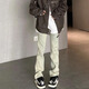 7 Hochwertige amerikanische Retro-Vibe Jeans Herren High Street Retro Trendy Brandwäsche gelbe Schlammhose schlank gerade ausgestellte Hosen Cyxfs-N826 Gelb Schlammfarbe L.