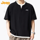 Jeep (JEEP) short-sleeved t-shirt men's summer henley collar waffle bottoming shirt fake two-piece high-end clothes men's black XL