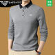 Falai Armani high-end long-sleeved T-shirt men's pure cotton lapel autumn casual business plus velvet warm polo shirt 55155 black L 175/92A suitable for 140-160Jin Jin equals 0.5 kg