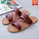 卡帝乐鳄鱼（CARTELO）泰国越南进口天然橡胶凉鞋男潮2025新款开车露趾休闲爸爸沙滩鞋子 棕底棕带686 39 (250mm)