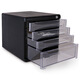 Deli File Cabinet Desktop 4-layer information storage cabinet Plastic drawer cabinet Lock transparent cabinet Black 9794 (4-layer)