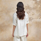 BO [neuer chinesischer Stil] Bobing Button Round Hals kurzärmeliges Hemd für Fraueneinkaufszentrum Gleicher lose Temperament Top BDR2HD1396 W40 Weiß S