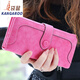 Kangaroo 2025 new fashion Korean version retro frosted wallet women's long zipper buckle wallet student wallet mobile phone bag flagship - brown color [storage store with card bag]