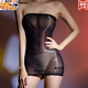 Feiyu Hua Chong Oily Silky Strap Top Skirt Sexy Nightgown Tight Ultra-Thin Skirt Transparent Chest Wrapped Skirt Solid Color Long Tube Top Skirt - Black
