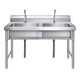 304 stainless steel vegetable sink commercial thawing three buckets hotel sink simple laundry pool school three sinks 2 pools double pool 100X50X80cm 1.0 thick