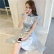UWKKP Qi. ROBE Women's Clothing 2024 Summer Motorement Edition Cheongsam A-Line Dress Femen's Spring Style Celebrity Temperament Lady Picture Color 9731# S Cuerpo 160 recomendado 80 a 90 Jin [Jin iguala 0.5 kg]