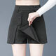 Mingzheng trousers and skirts for women in autumn and winter 2024 new high-waist shorts loose on the outside, wearing fake two-piece autumn and winter slimming fashionable skirts, khaki 7027 XL 115-125Jin [Jin equals 0.5 kg]