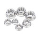 Jinchao 201/304 stainless steel flange nut 316 anti-slip locking cap fine hexagonal counter-tooth padded anti-loosening nut M10 (5 pieces) Dacromet
