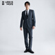 Lilang Double Elastic Suit Suit for Men Youth Business Breathable and Comfortable Suit Dark Blue 180