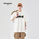 MMOPTOP Personalisierter Buchstaben Druck Kurzarm T-Shirt Herren Sommer reines Baumwoll lose halbe Ärmel Trendy Top M0028 Weiß L.
