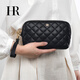HR Helena bag women's clutch bag mobile phone bag first layer cowhide rhombus hand bag clutch bag birthday gift black